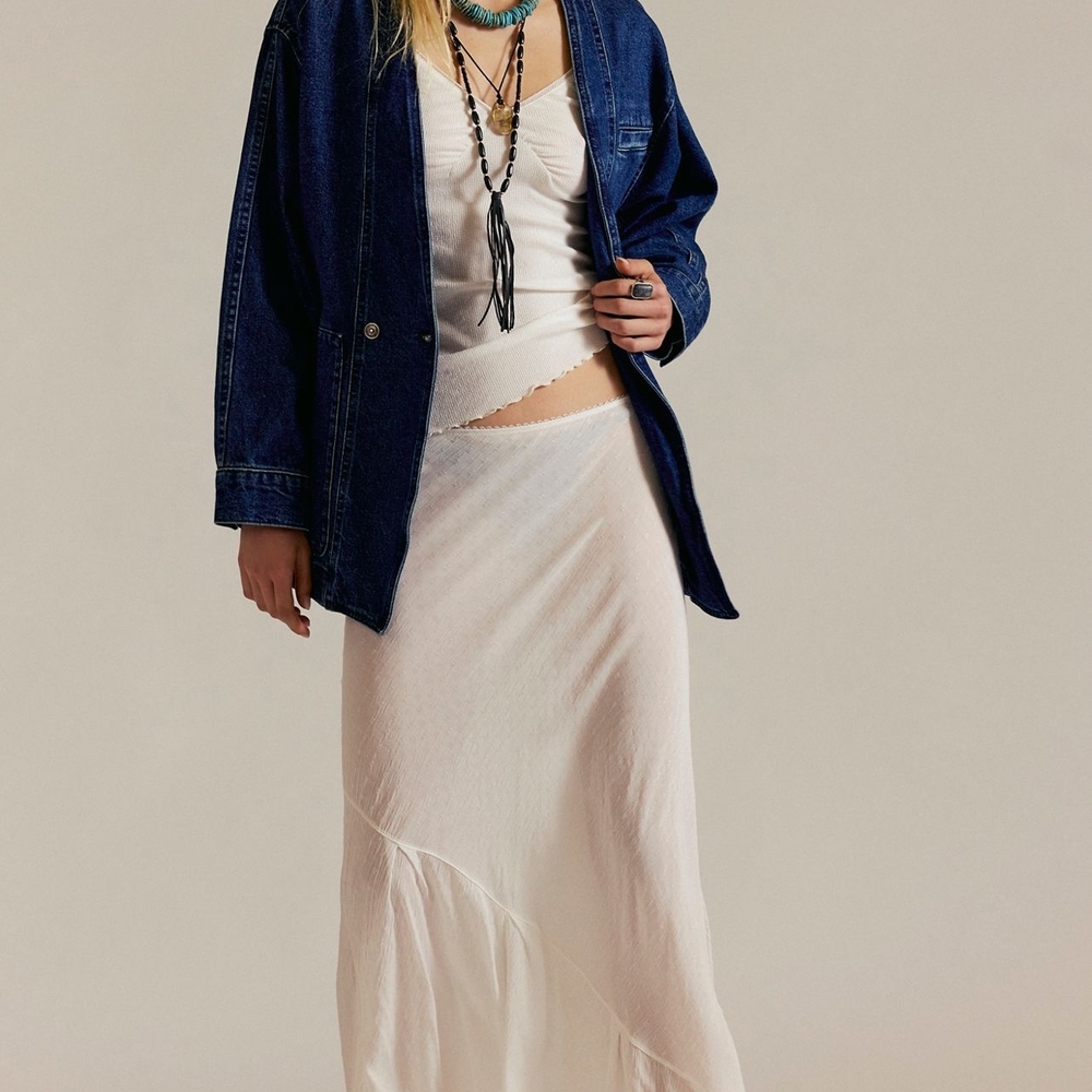 Free People Blue Denim Jean Jacket Size XL - Picture 4 of 8